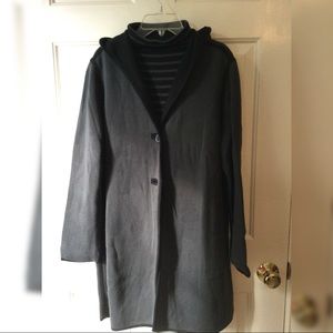 Chicos 2 piece set size 2, 12 14 hooded jacket and matching mock top in blk/gray